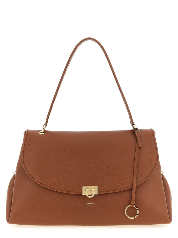 Brown Calfskin Shoulder Bag
