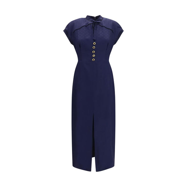 Blue Silk Casual Dress