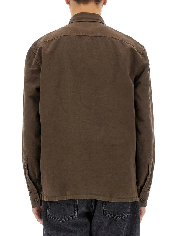 Brown Shirt Jacket Linen Cotton