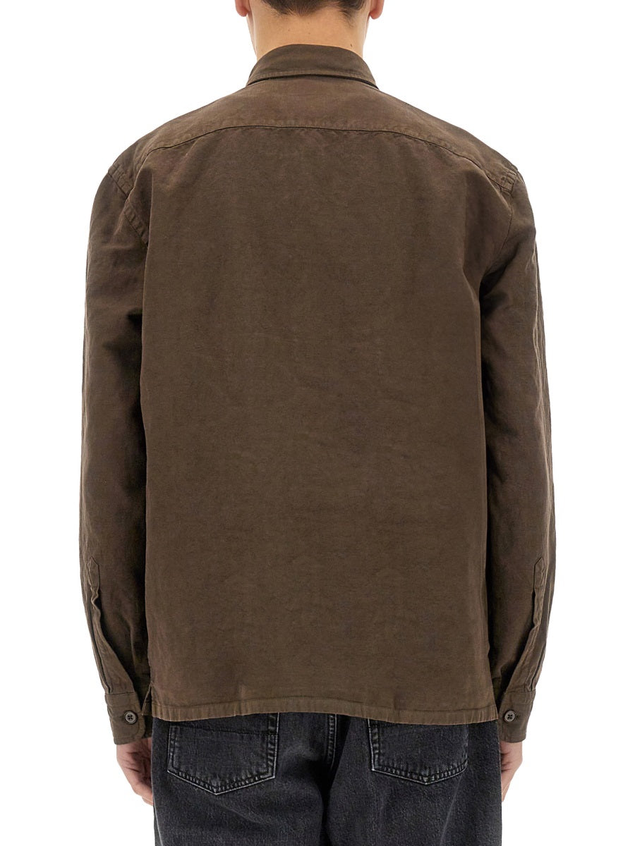 Brown Shirt Jacket Linen Cotton