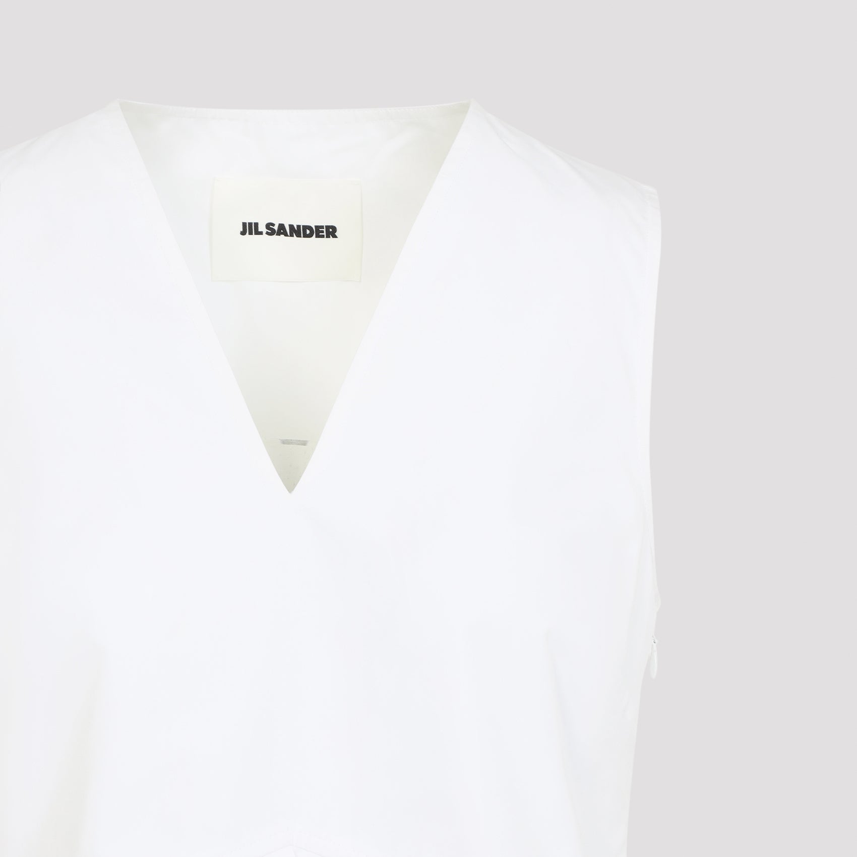 Sleveless A-line Pleated Top White Cotton