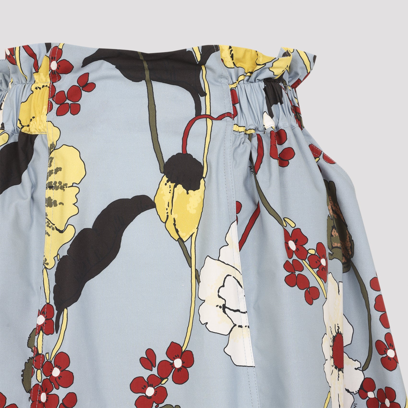 Flared Midi Skirt Blue Cotton