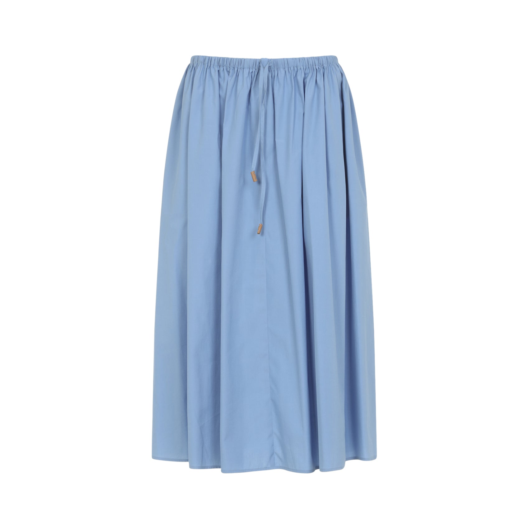 Drawstring Midi Skirt Blue Cotton