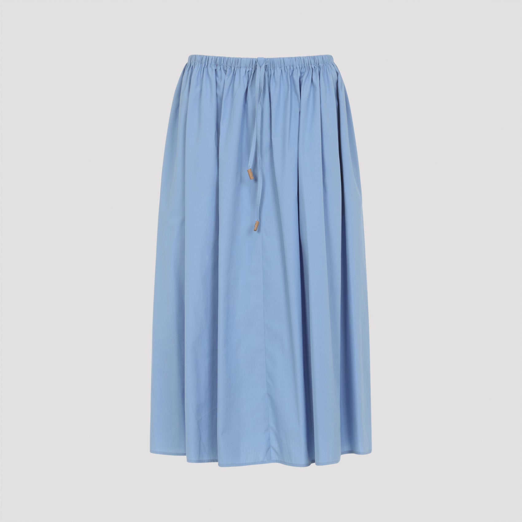 Drawstring Midi Skirt Blue Cotton