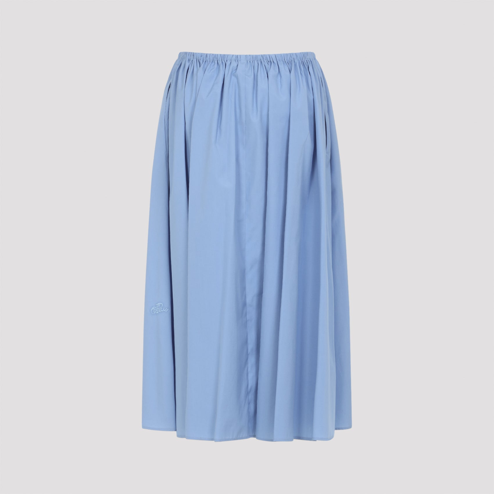 Drawstring Midi Skirt Blue Cotton