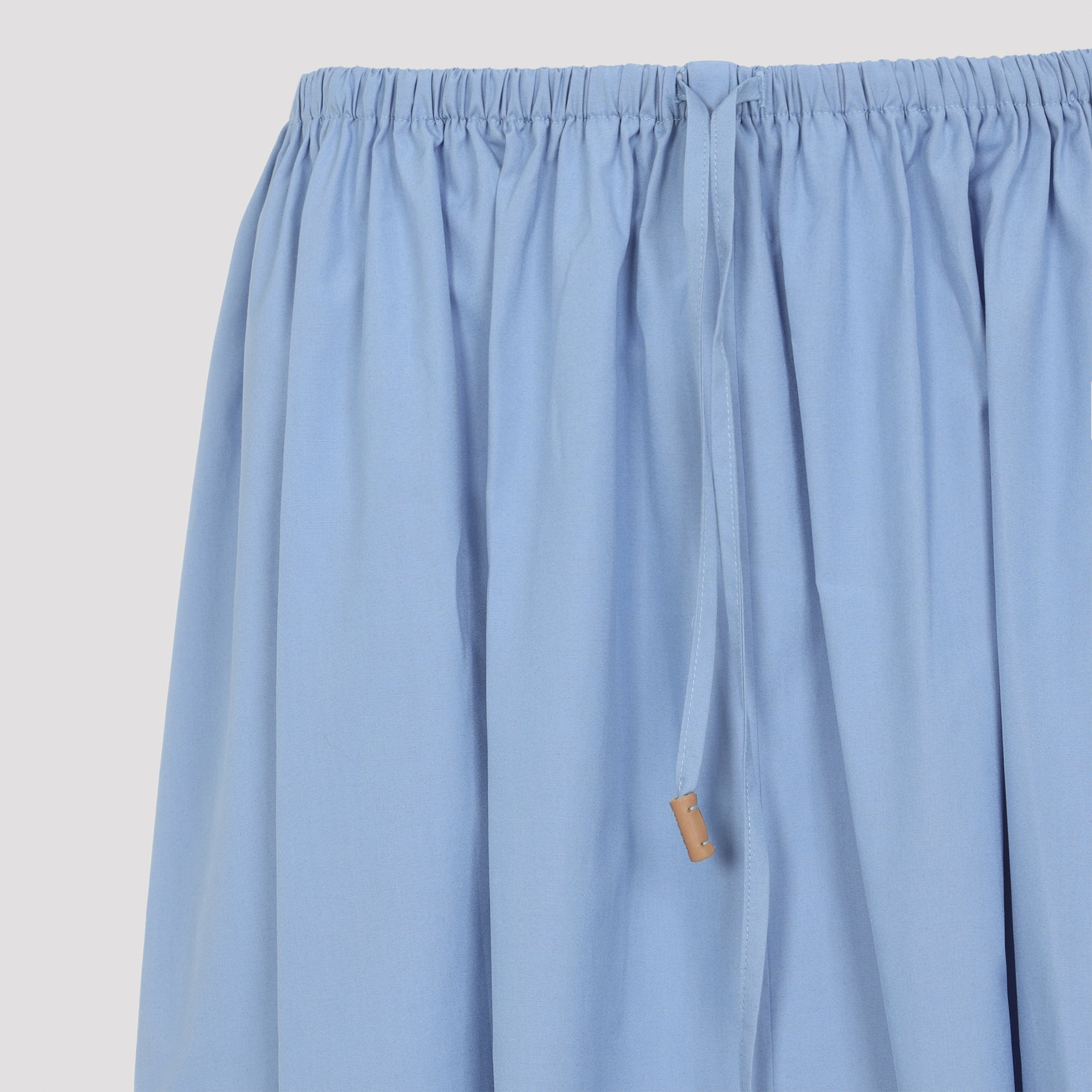 Drawstring Midi Skirt Blue Cotton