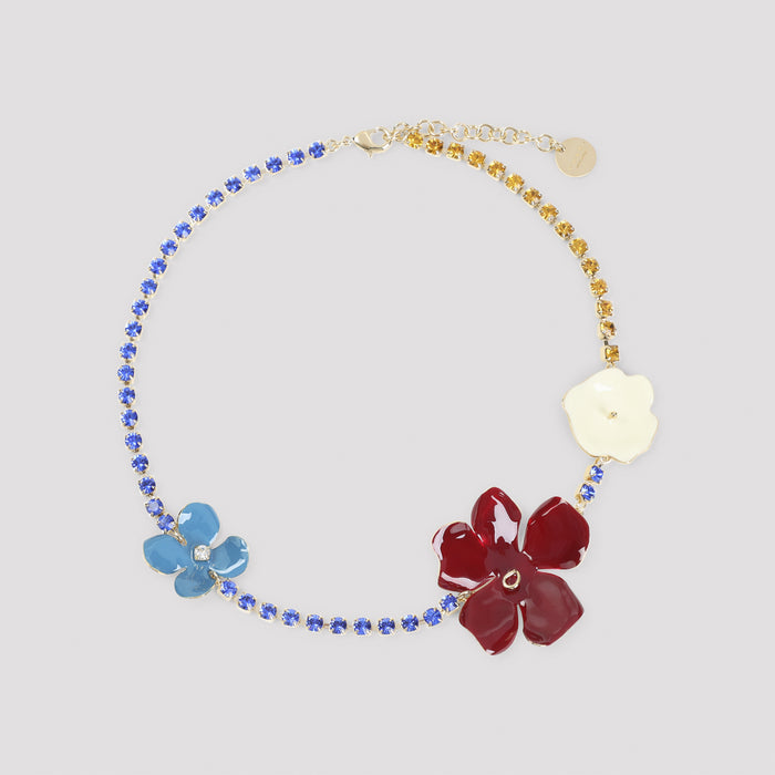 Flower Necklace Red Brass Jewellery