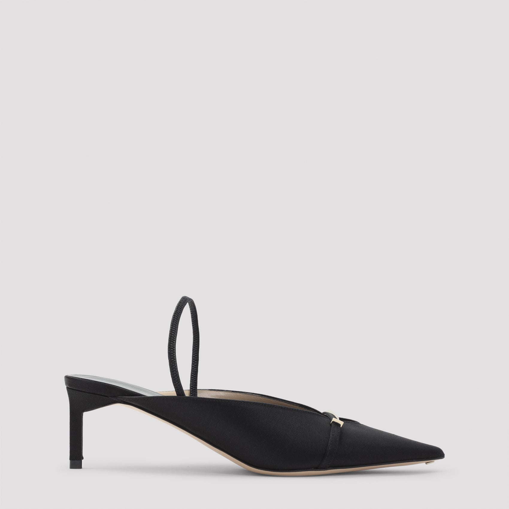 Satin Mules Black Viscose Silk Brass Shoe
