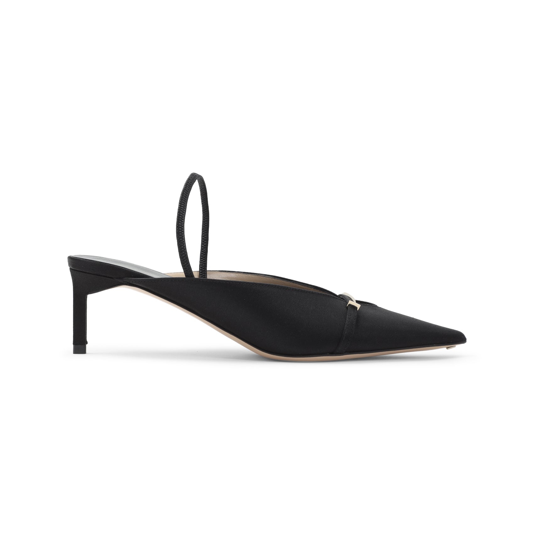 Satin Mules Black Viscose Silk Brass Shoe