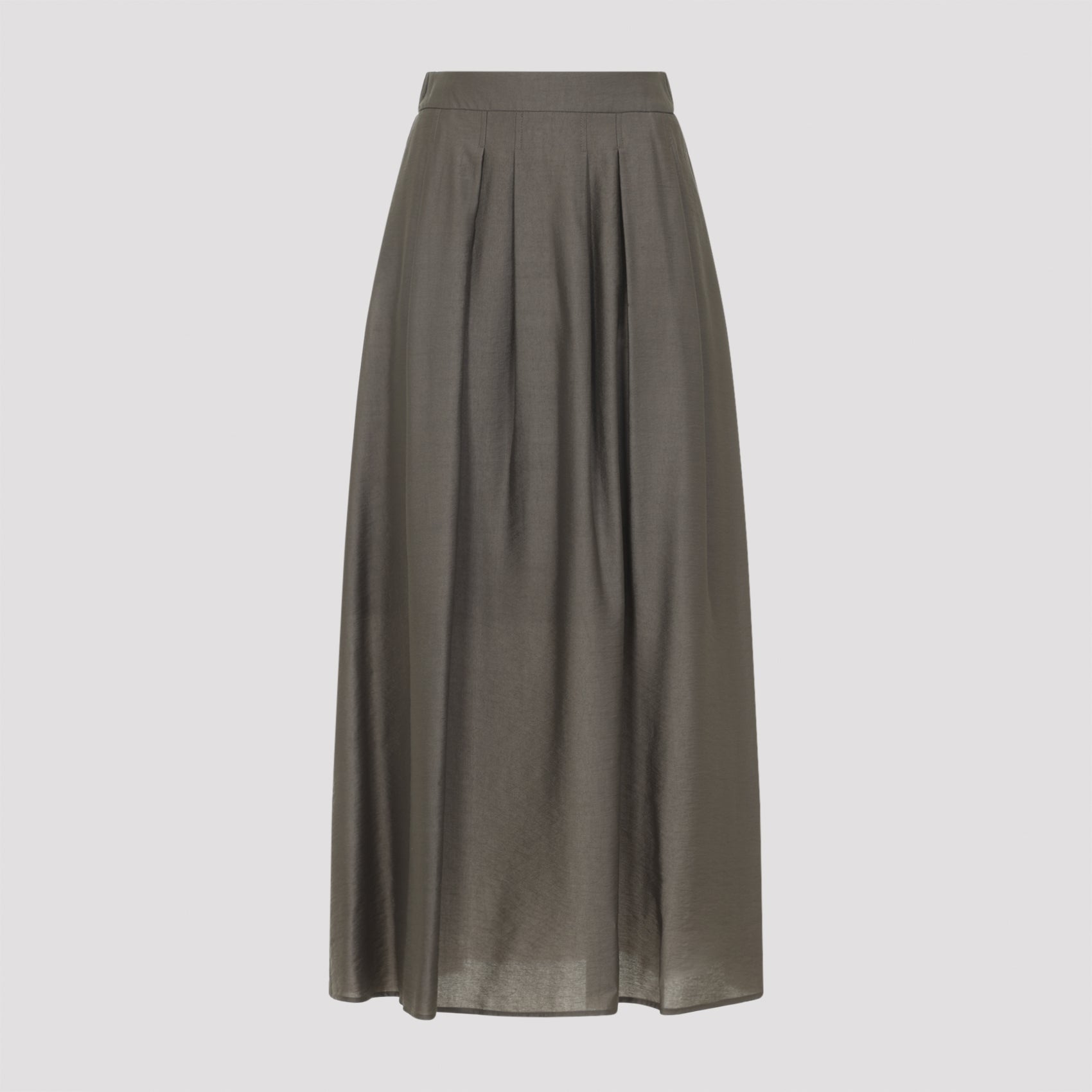 Lyocell Midi Skirt Brown Polyamide Fiber