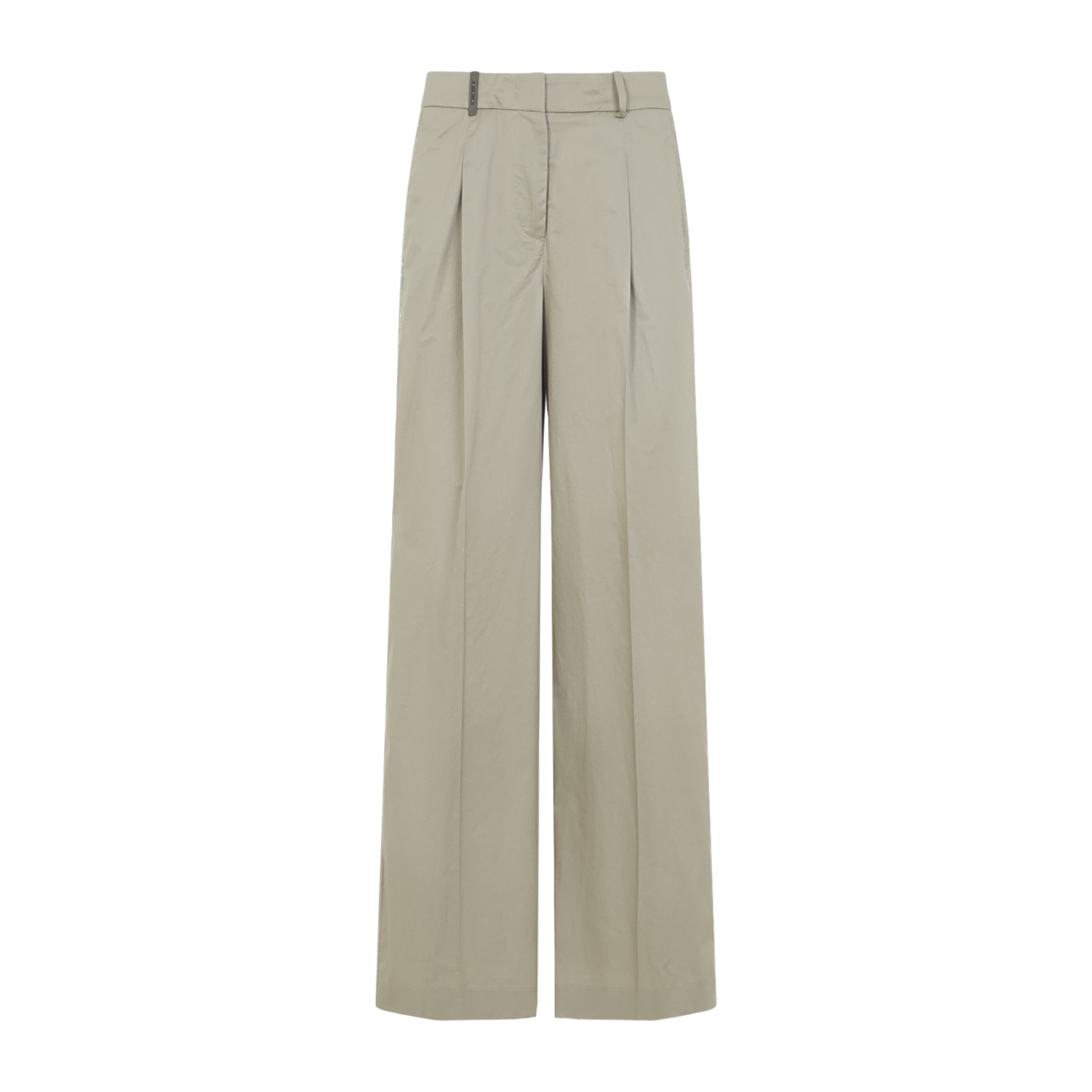 Cotton Pants Green Elastane