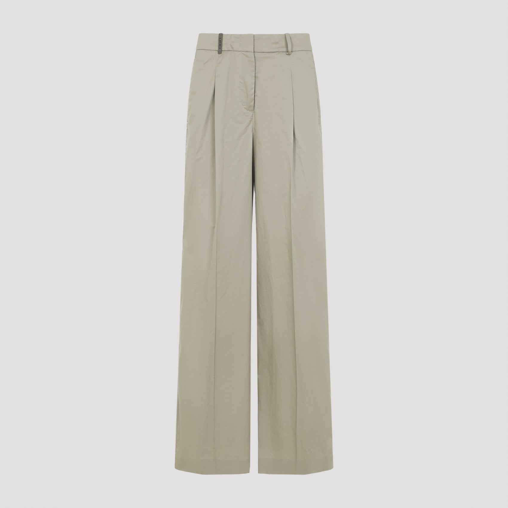 Cotton Pants Green Elastane