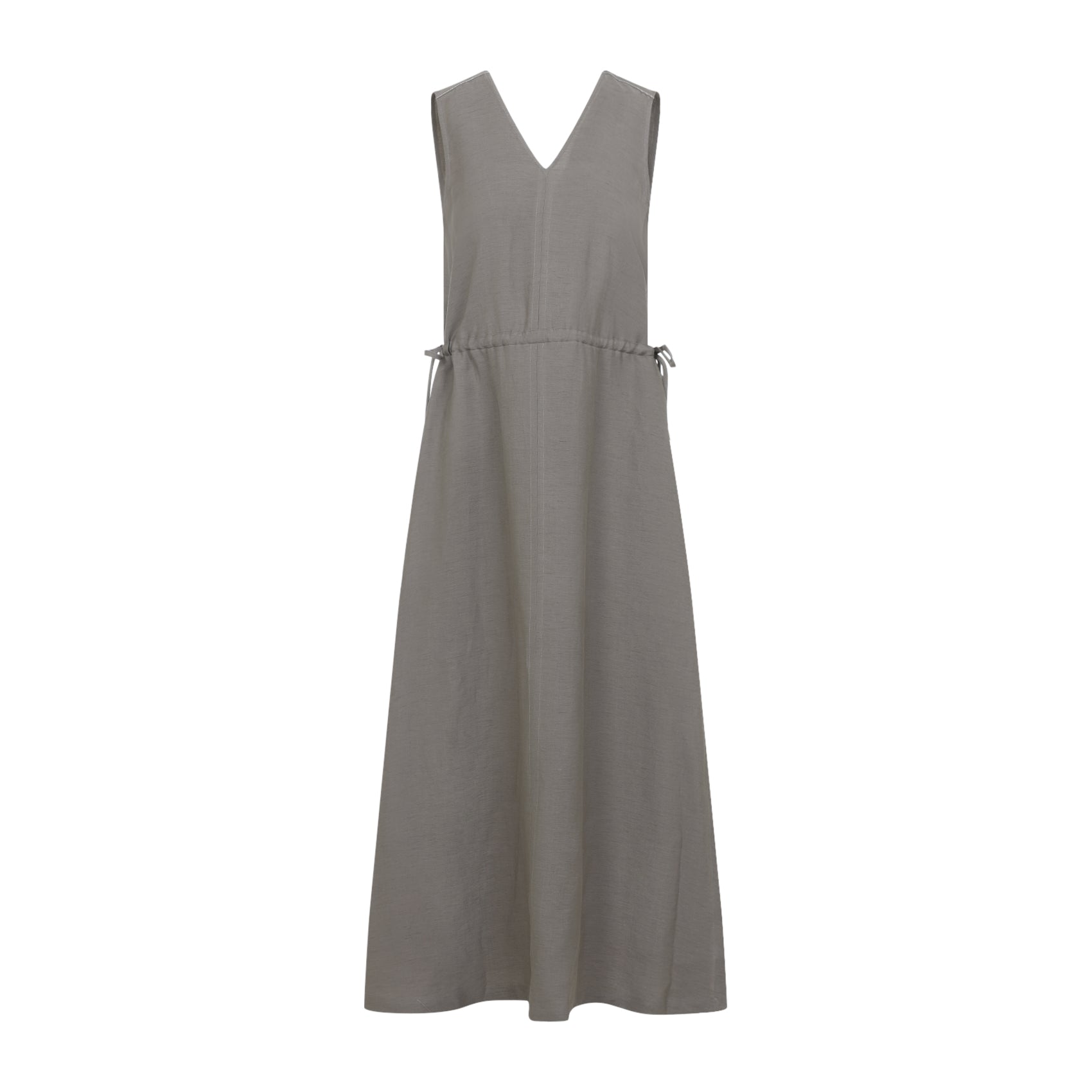 Twill Midi Dress Brown Linen Viscose