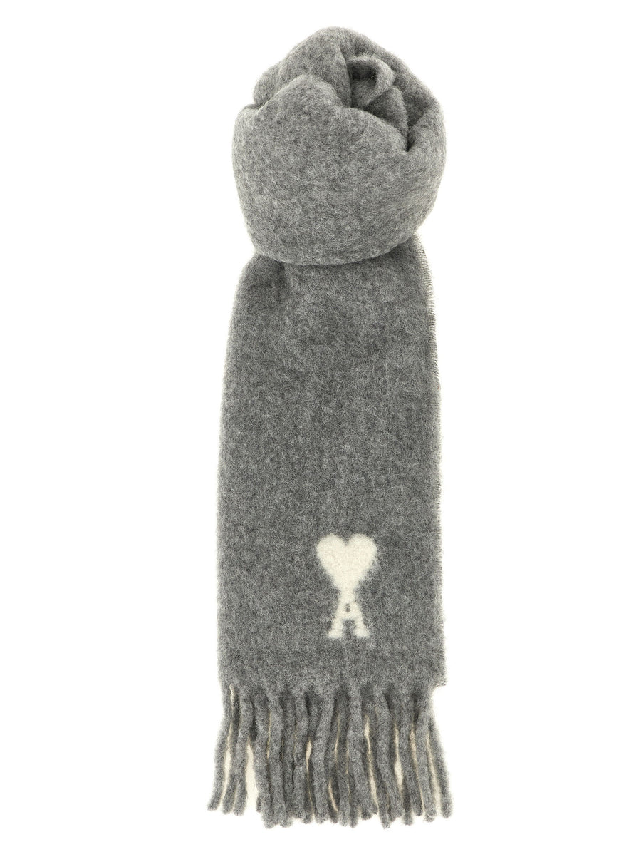 Gray Alpaca Leather Foulard Accessory