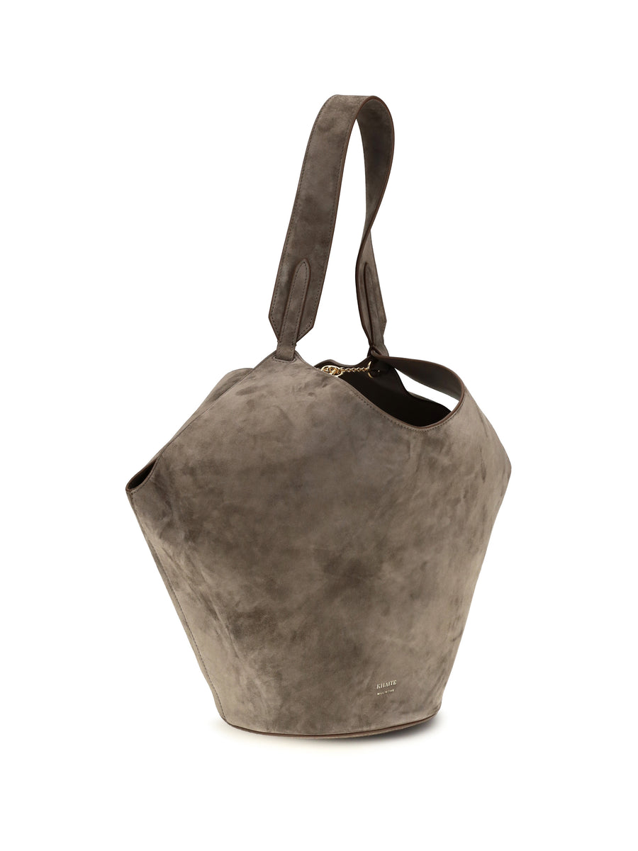 Shoulder Bag Lotus Suede Cedar Calf Leather