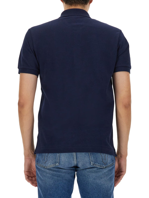 Polo Shirt With Logo Blue Cotton