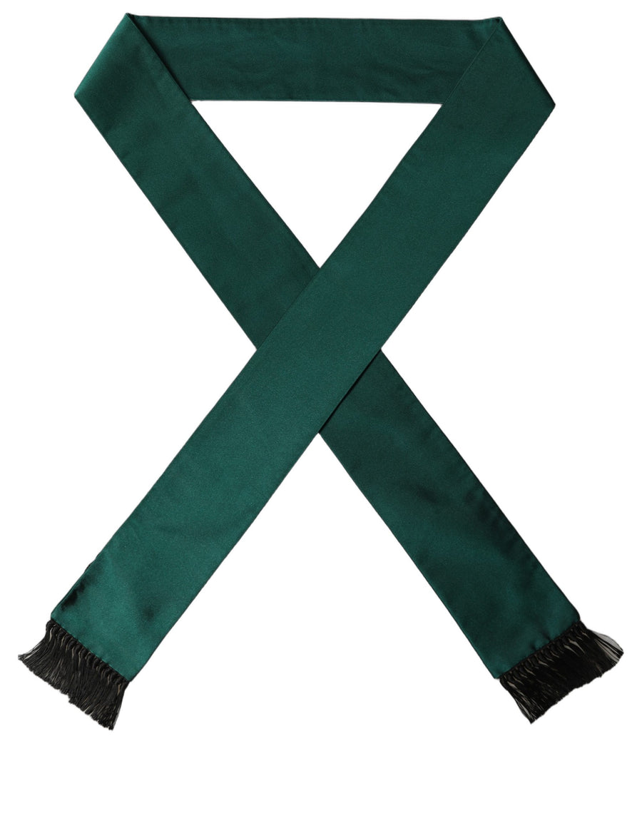 Men Green Satin Silk Fringed Lace Stole Black And Accessory