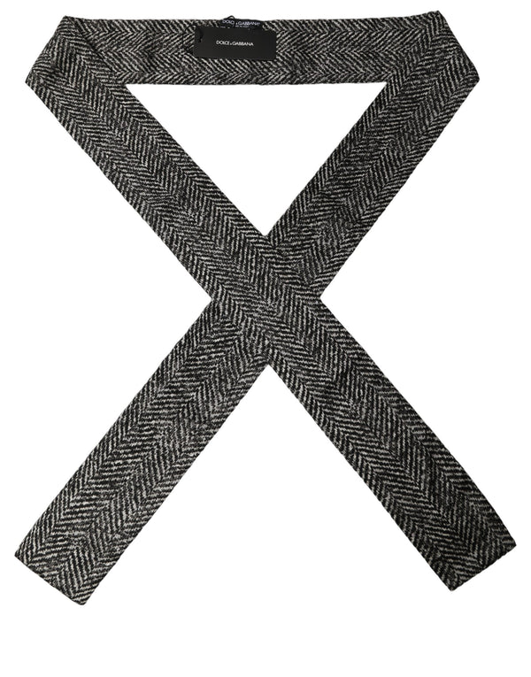 Black White Herringbone Tweed Shawl Scarf And Silk