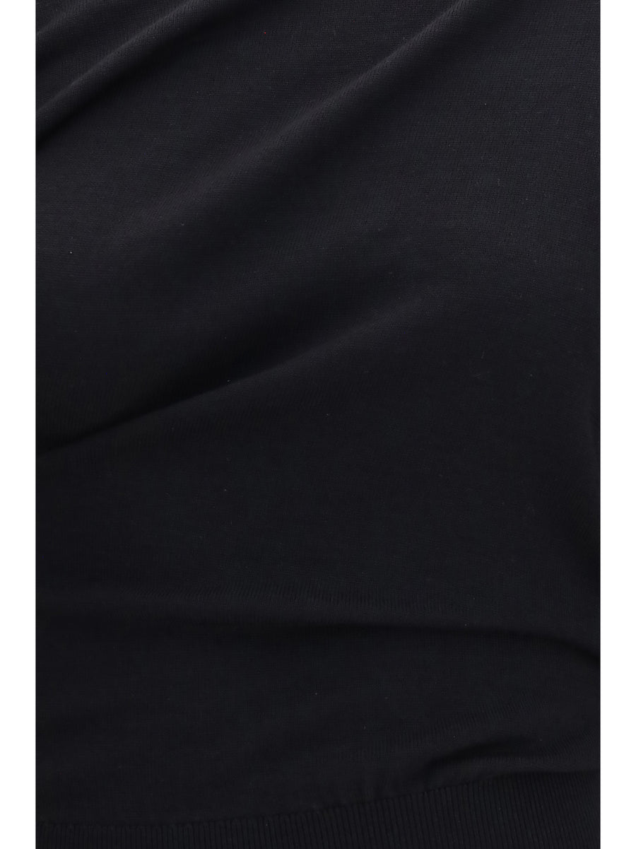 Sweater Asymmetric Black Merino Wool (ovis Aries) Tops