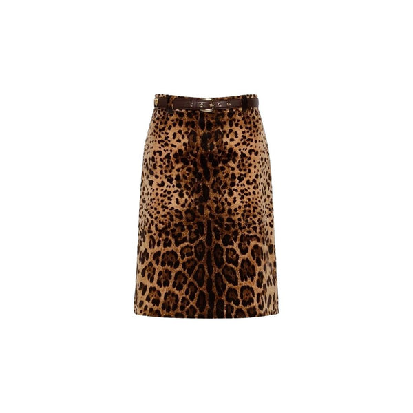 Brown Cotton Midi Skirt