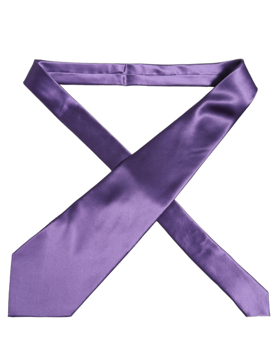 Men Purple Satin Silk Blend Adjustable Tied Necktie Tie Elastane