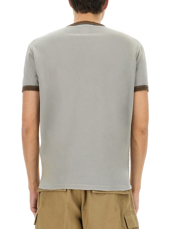 T-Shirt With Print Grey Cotton T-shirts