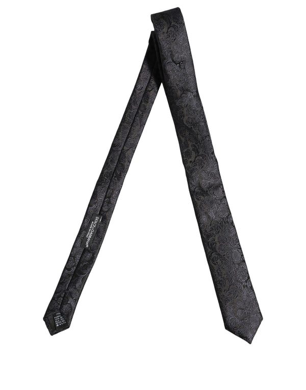 Men Dark Blue Floral Jacquard Adjustable Tied Necktie Tie Silk