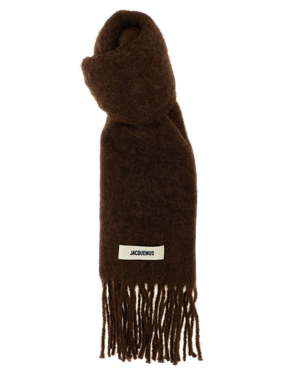 Brown Alpaca Leather Foulard Accessory