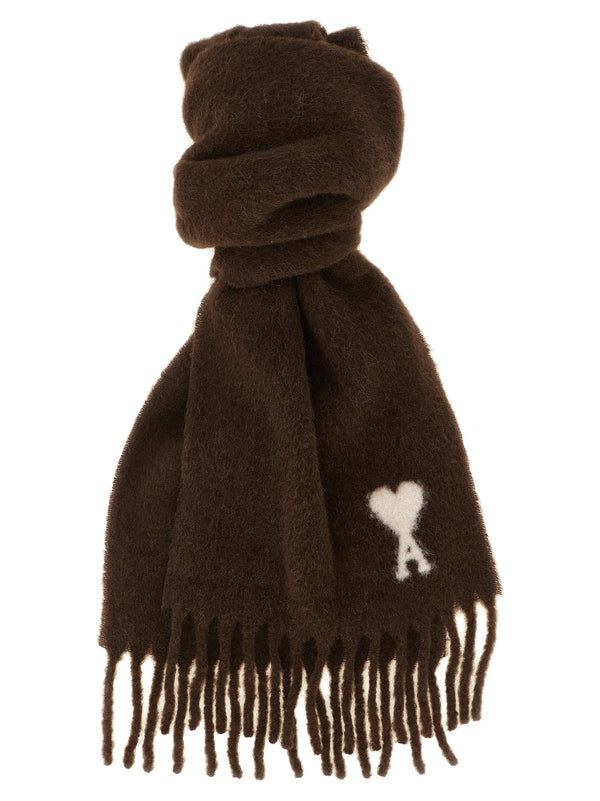 Brown Alpaca Leather Foulard Accessory