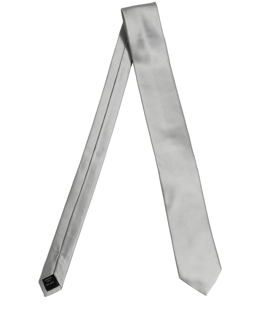 Gray Satin Silk Adjustable Tied Men Necktie Tie