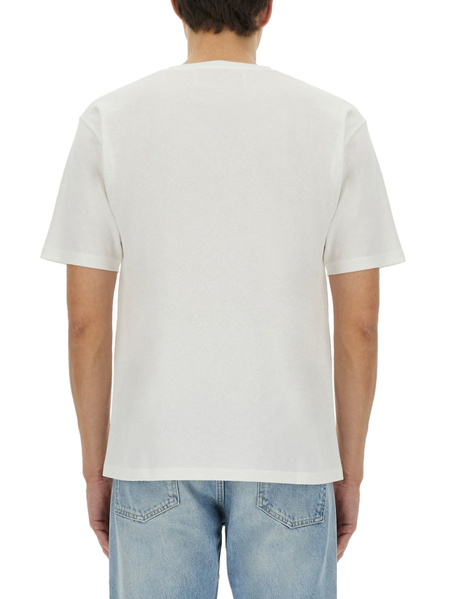 Cotton T-Shirt With Chez Valentino Print White T-shirts