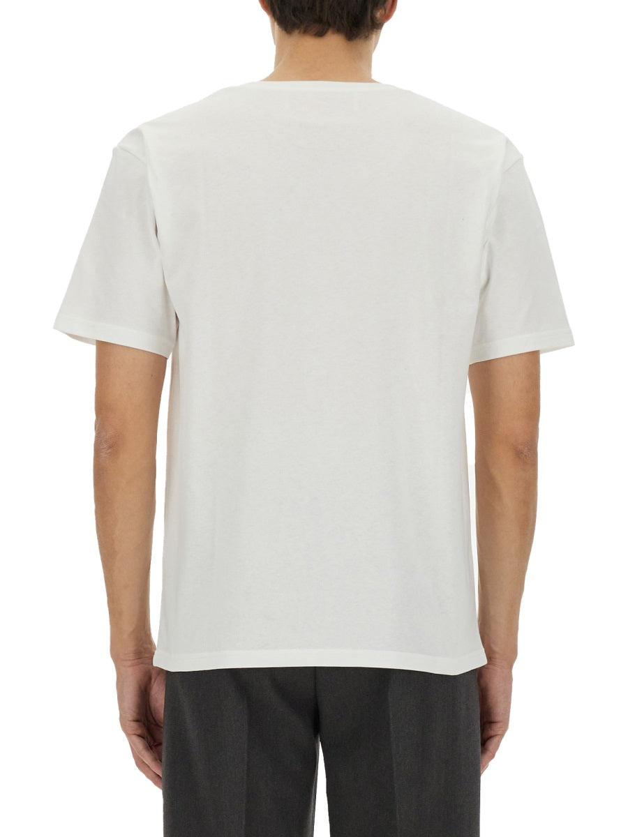 Cotton T-Shirt With Chez Valentino Print White T-shirts
