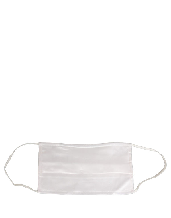 White Satin Silk Pleated Elastic Ear Strap Face Mask Accessory