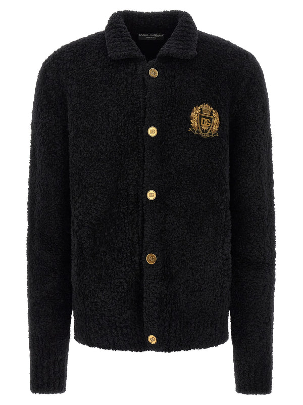 Black Alpaca Leather Cardigan Clothing