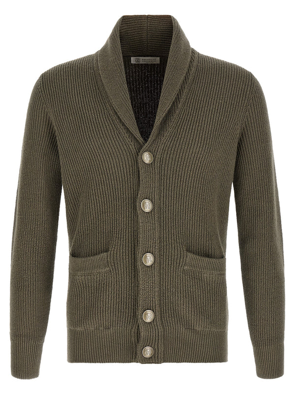 Bicolor Cotton Cardigan Clothing