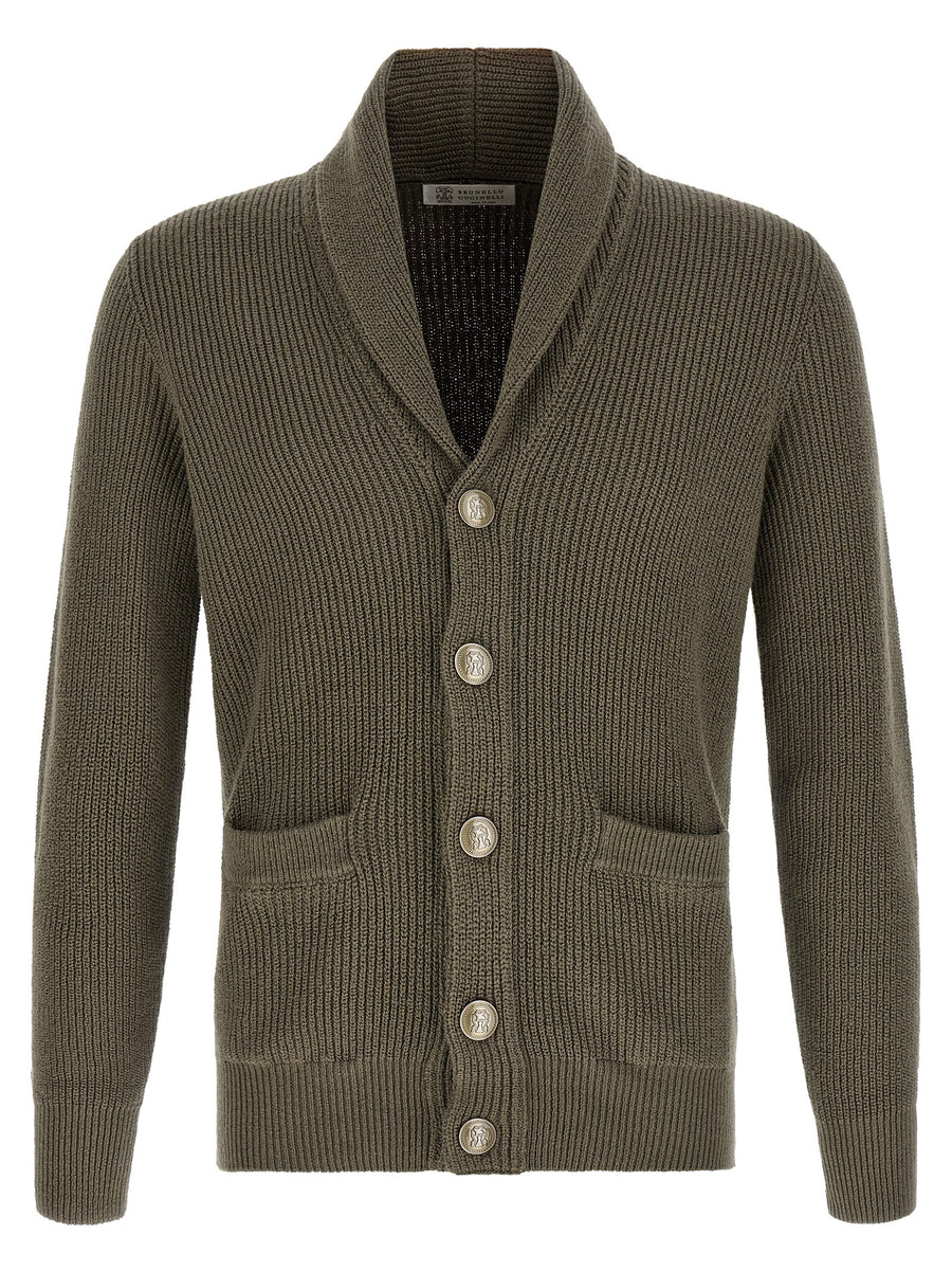 Bicolor Cotton Cardigan Clothing