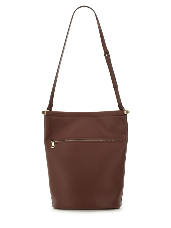 Small Leather Bucket Bag Brown Shoulder
