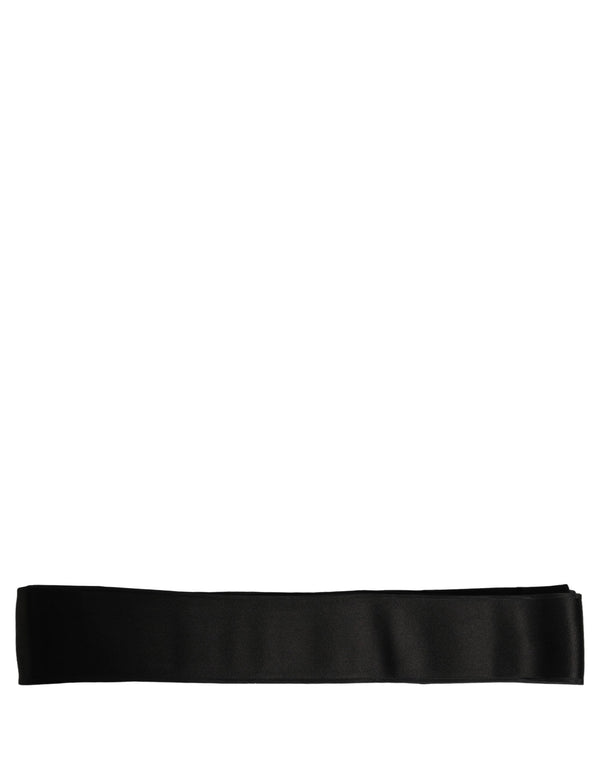 Black Satin Silk Wide Band Waist Belt