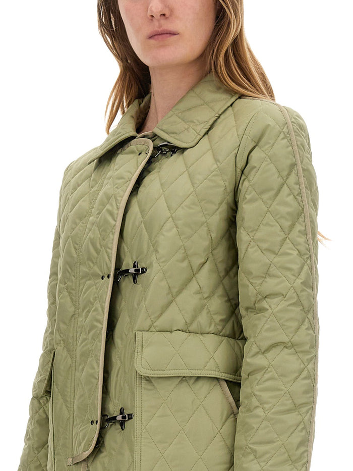 3-Hook Nylon Quilted Jacket Green Polyester Sports