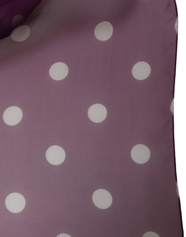 Purple White Polka Dot Square Foulard Scarf Purple, Silk