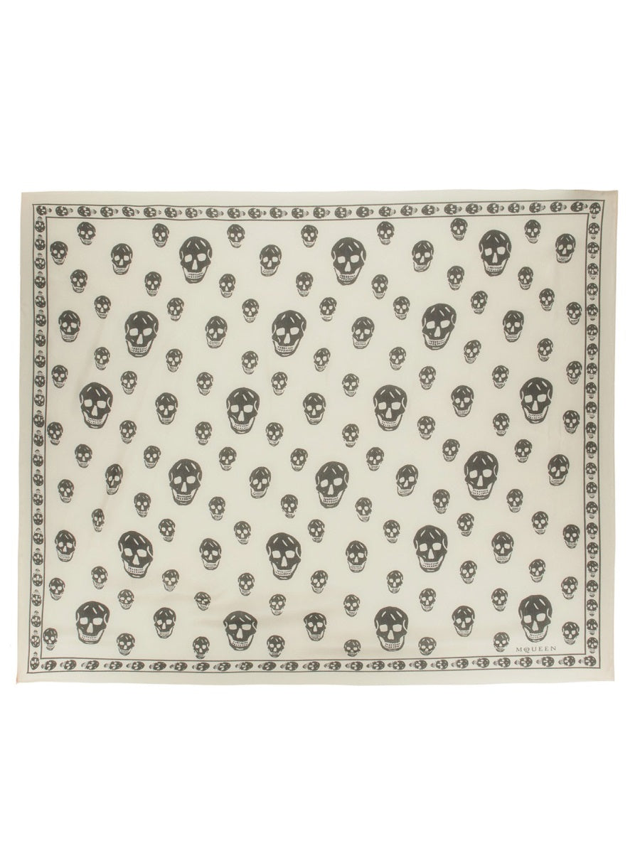 Silk Foulard Skull Ivory Scarf
