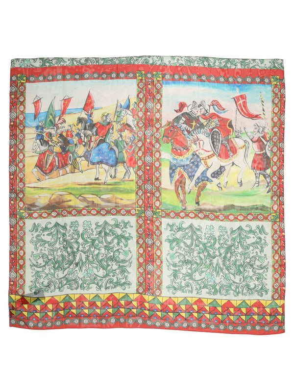 Multicolor Silk Printed Foulard Scarf