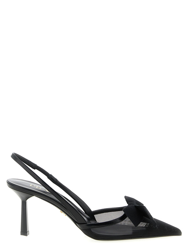 Black Polyamide Mid Heel Pumps