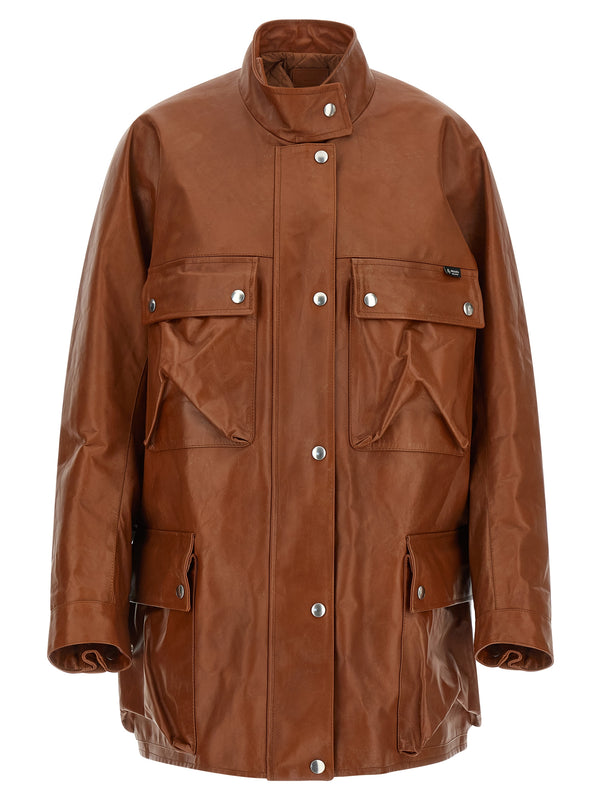 Brown Calfskin Leather Jacket Clothing