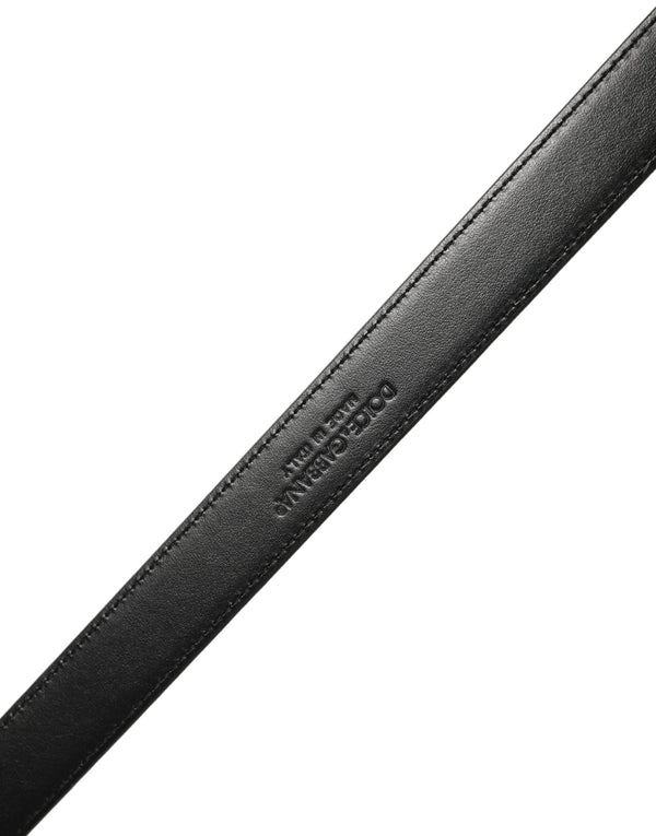 Black Classic Leather Gold Tone Buckle Belt Calf