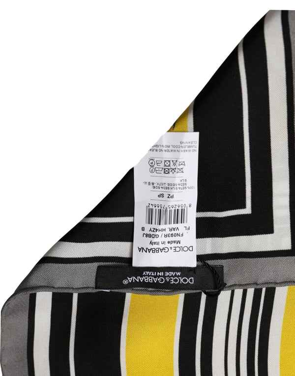 Black Yellow Silk Logo Square Foulard Scarf Yellow