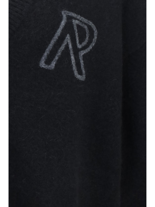 Cardigan Buttoned V-Neck Black Alpaca (vicugna Pacos)