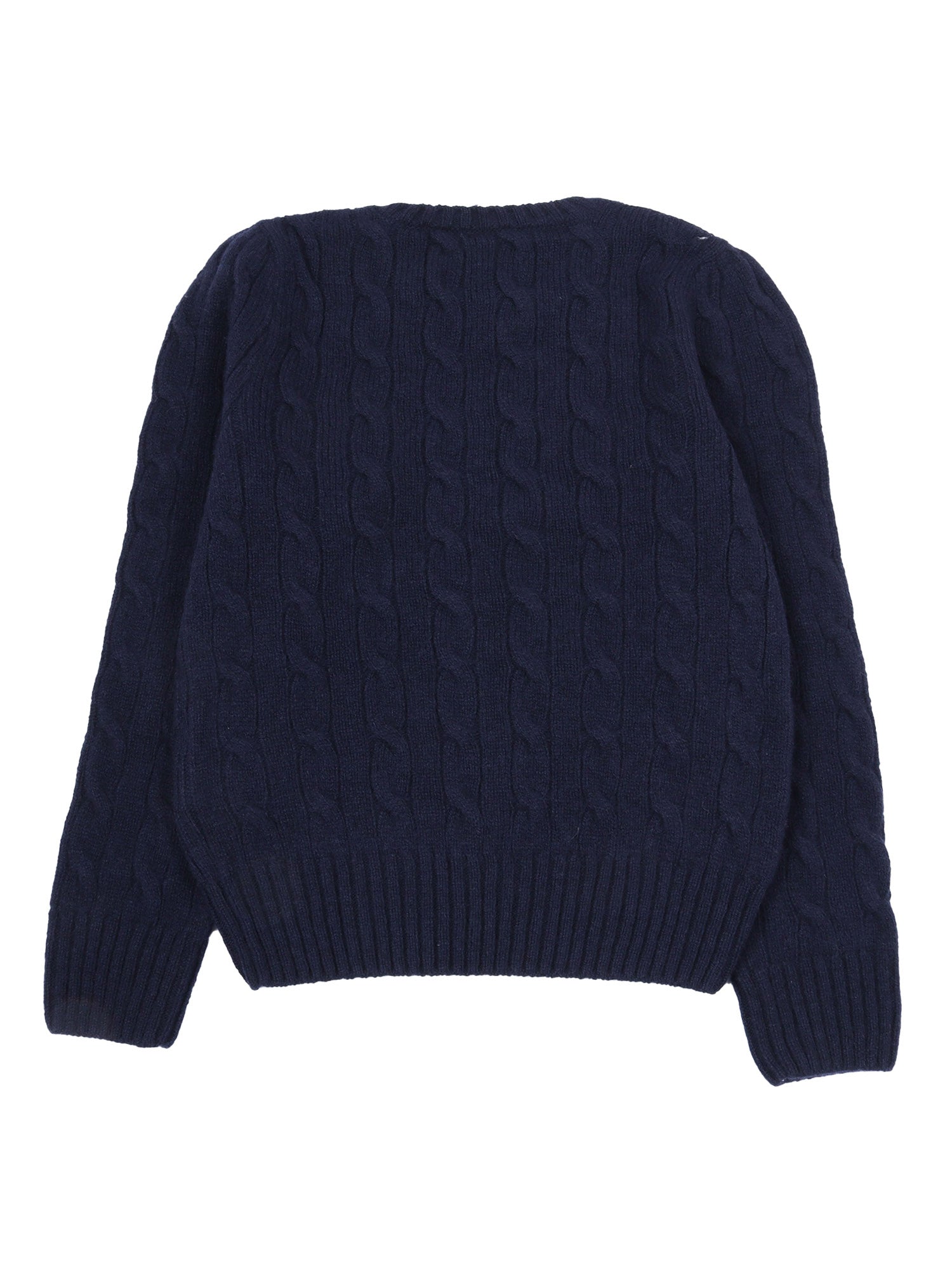 Cable Cn-Sweater-Pullover Blue Wool Cashmere Crewneck