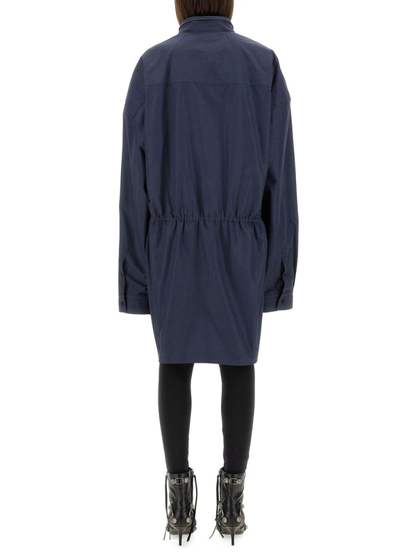 Mini Shirt-Style Dress Blue Cotton