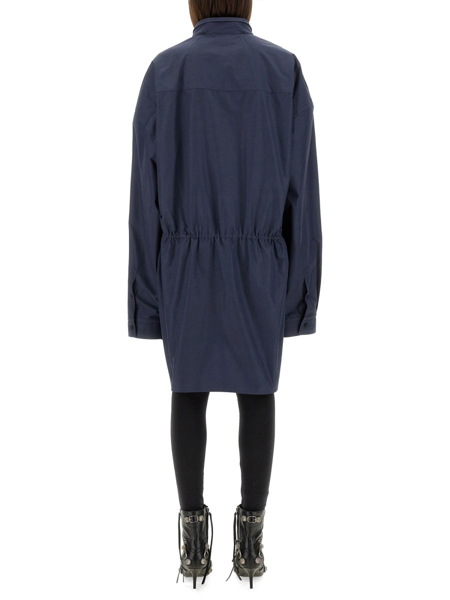 Mini Shirt-Style Dress Blue Cotton
